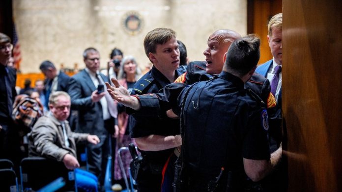 Chaos In The Senate - Republican Gets Into Brawl As Police Rush In