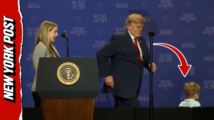 Trump Saves Toddler From Running Off Stage, Jokes 'Didn't Want Him To Be Like Biden'